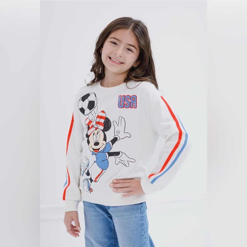 Disney Minnie Mouse French Terry Oversized Sweatshirt Girls 9/10 Soccer MSRP $38 - Picture 9 of 9